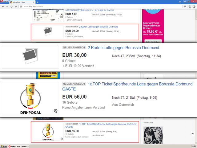 Screenshot von ebay.de.